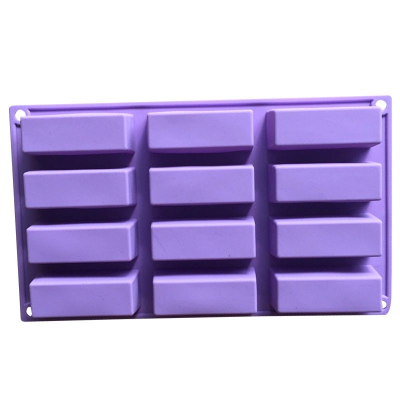 29.5*17*3cm 12 Rectangle Shapes Handmade Silicone Soap Mold Biscuit Cookie Baking Pan Kitchen Bakeware Accessories E597