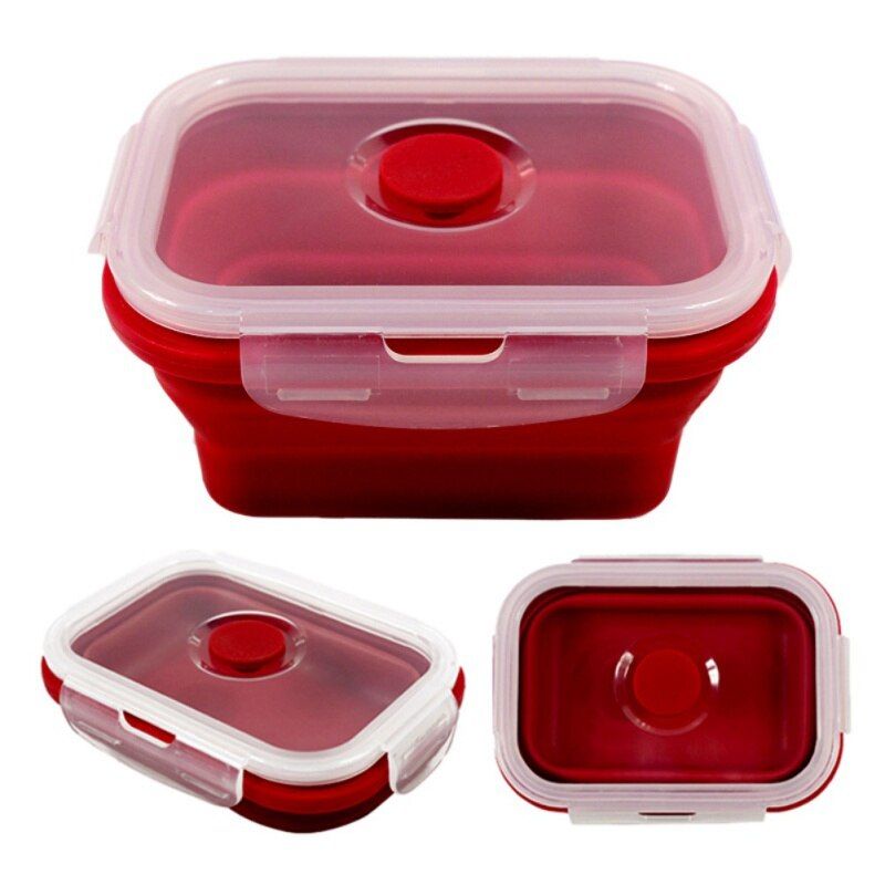 Folding Lunch Box Kitchen Food Storage Container Lock Foldable Silicone Fresh Box Lunch Box Preservation Tools