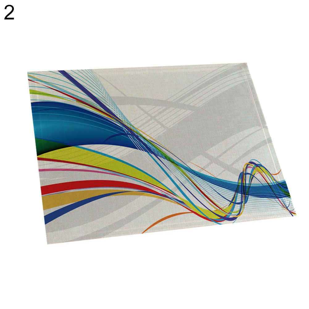42 x 32cm Colorful Curve Print Heat Insulation Bow Dish Pad Placemat Table Decor