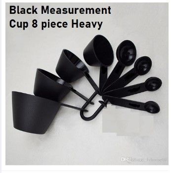 Professional Measurement Cup and Spoon Set Kitchen Baking Tools 8 piece set - Black