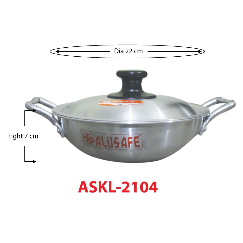 Aluminium Karhai With Aluminium Lid 22x7 cm