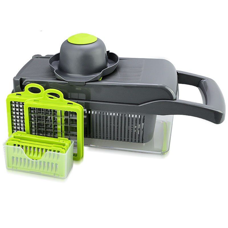 Vegetable Fruit Slicer Grater Cutter Multifunctional Potato Peeler Carrot Grater Drain Basket New Kitchen Tool Accessories-Gray B Style