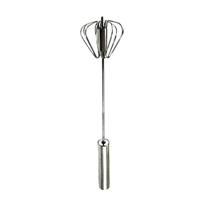 Stainless Steel Rotatable Hand Egg Beater - Silver