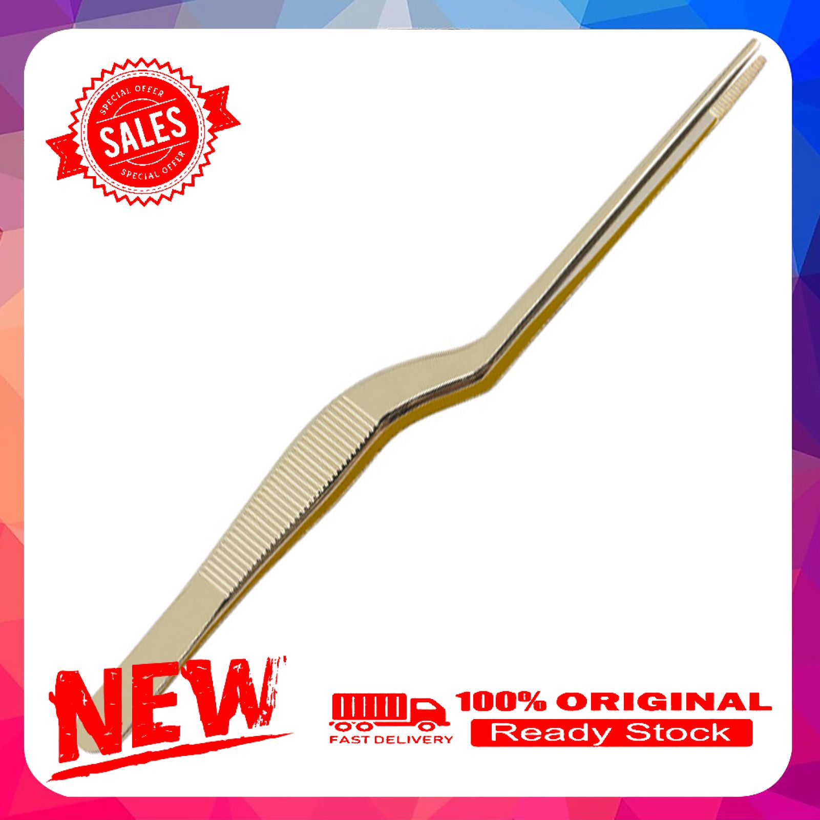 Non-Slip Plating Tweezer High Strength Stainless Steel Serving Presentation BBQ Tongs Seafood Tool