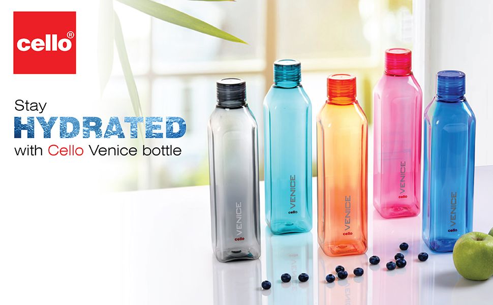 Cello Venice Portable Hygienic BPA free Colorful Drinking Plastic Water Bottle 1000 ml - 1 pcs - Water Bottle