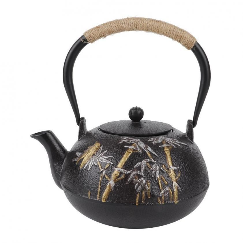 Cast Iron Tea Pot Bamboo Cicada Kettle Teapot Drinkware Set