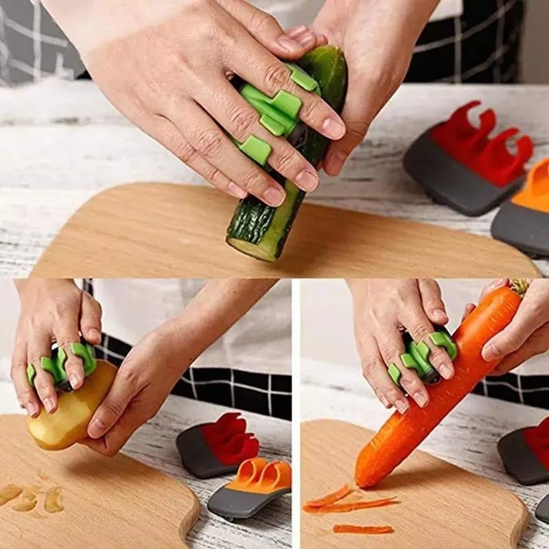 2Pcs Stainless Steel Sharp Blade Finger Fruit Vegetables Peeler Gadget Slicer Kitchen Finger Protective Sharp Blade Finger