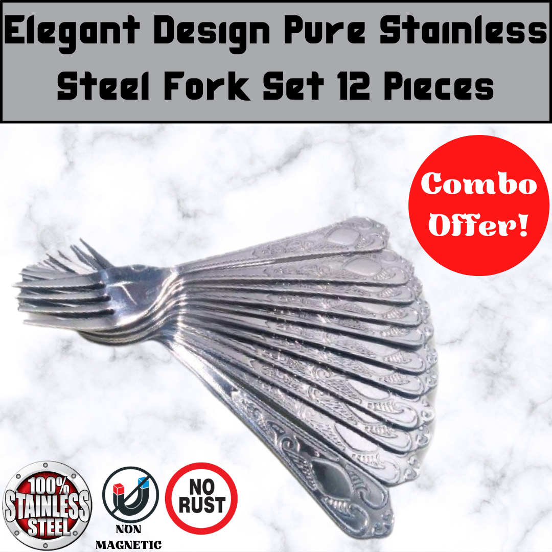 Stainless steel Non Magnetic Fork set 12 pieces with Rose Design-14 cm