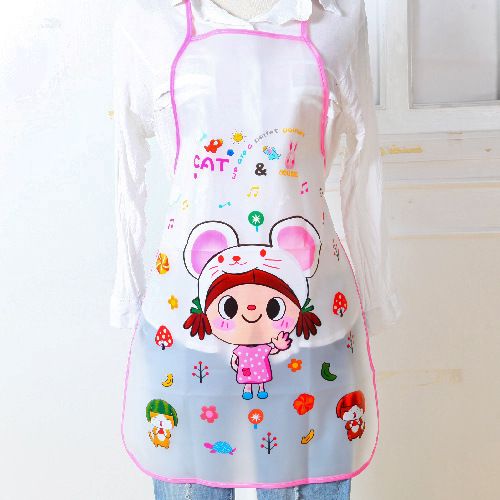 Cartoon Animal Printed PVC Waterproof Apron Kitchen Restaurant Cooking Bib Aprons