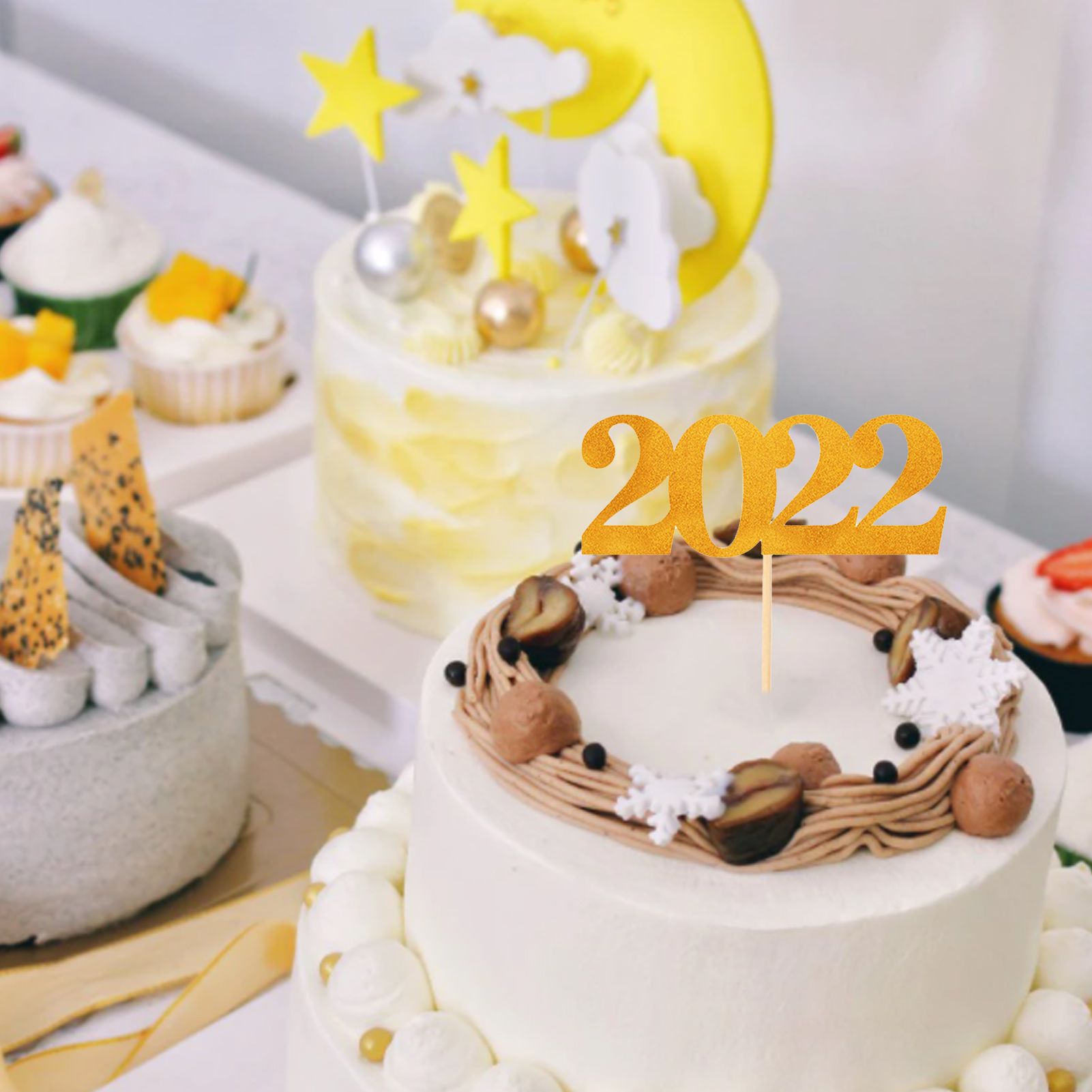 Cupcake Topper Wide Application 2022 Elegant Number Shape Cake Topper
