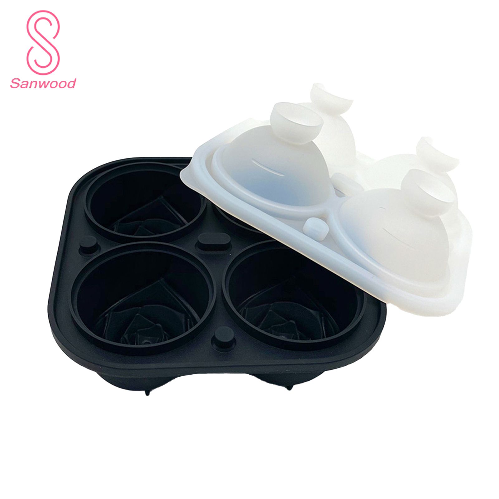 Rose Ice Mold Anti-leakage Portable 4 Grids Reusable Silicone Ice Cube Mold for Bar