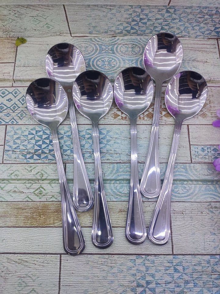 6 Pcs Set Stainless Steel Tea Spoon Silver,Table Spoon,Sugar Spoon,Gift And Home Decoration.CODE:P60