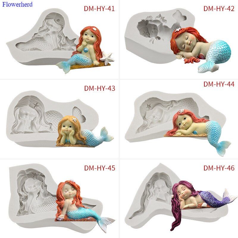 Mermaid Silicone Mold Fondant Cake Mold DIY Cake Decoration Baking Utensils Birthday Wedding Decoration Chocolate Mold