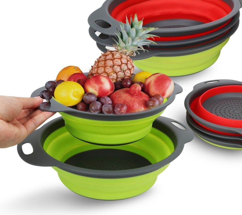 Foldable Silicone Colander Fruit Vegetable Washing Basket Strainer