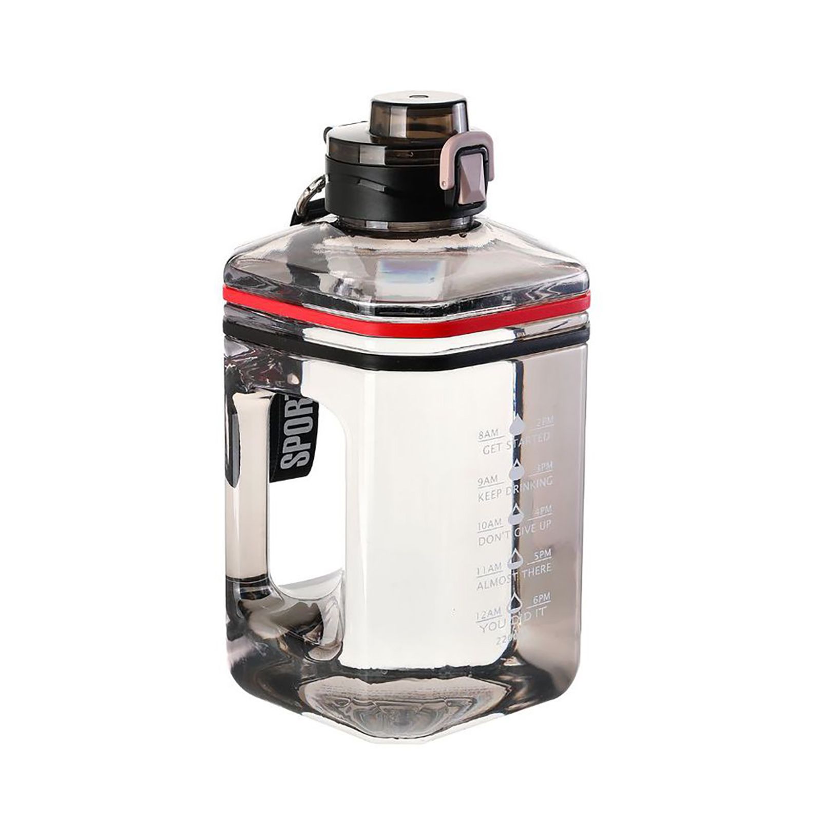 2.2L Water Bottle Large Capacity Time Scale with Portable Handle Motivational Shaker Bottle for Gym