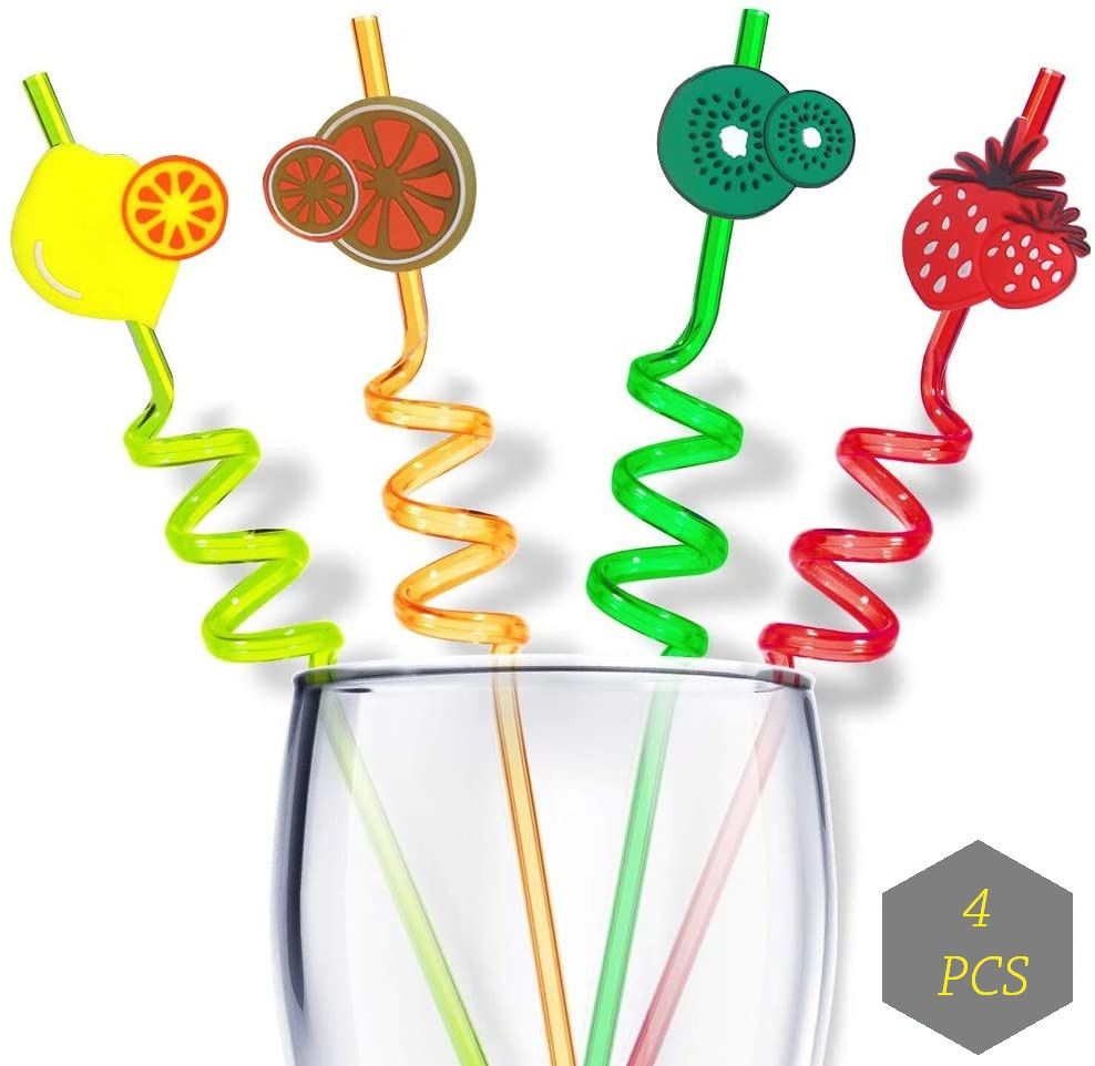4Pcs Straw for Kids & Party Useful for Juice Drinks Mock Tail in Attractive Designs (Assorted Print's & Multicolor)