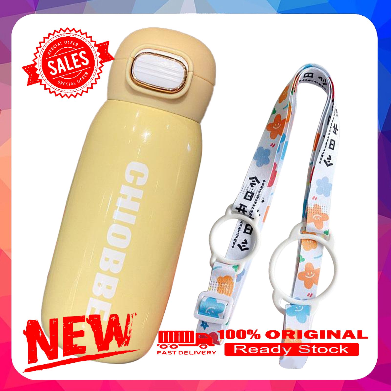 400ML Water Bottle Safety Lock Direct Drinking Stainless Steel Outdoor Sport Camping Vacuum Bottle for Children