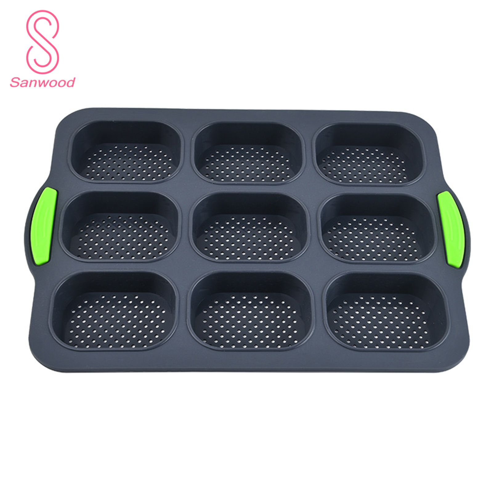 Cake Mold Soft Practical Silicone Easy Demould 9 Cavities Baking Bread Mould for Daily Use