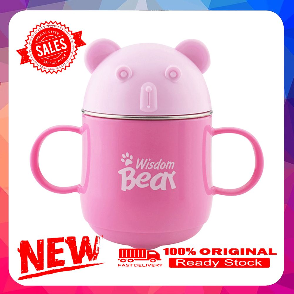 Cute Bear Stainless Steel Coffee Tea Water Kids Milk Cup Home Mug with Lid Gift
