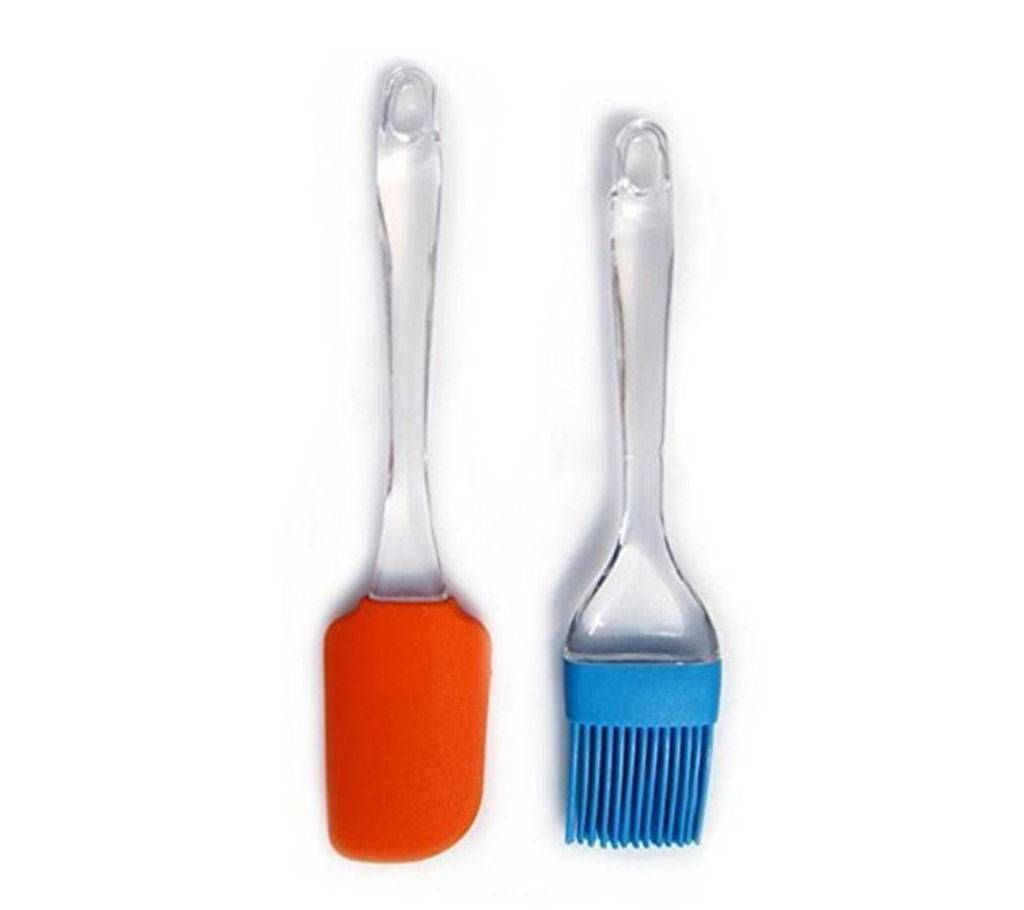 Silicone Spatula And Brush Set Plastic Handle
