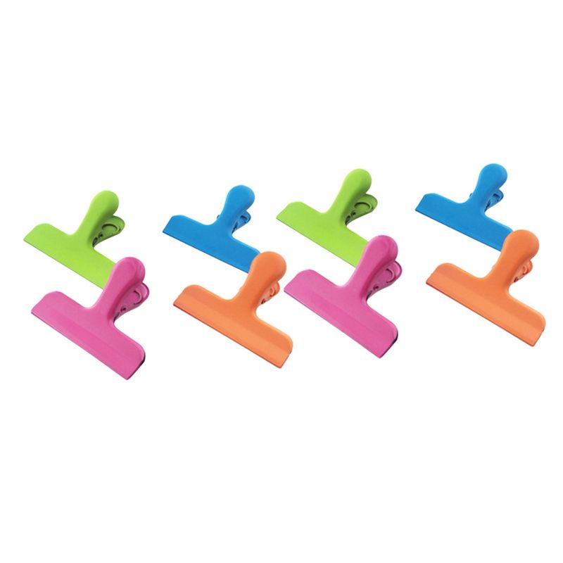 Stainless Steel Chip Bag Clips for Food Bags, Coffee, Kitchen, Home and Office Paper Clamps Set of 8(2 of Each Color) ， Food Bags Clips