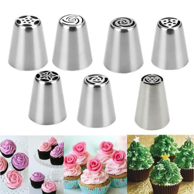 7pcs Steel Cake Icing Piping Decorating Nozzles Tips Baking Tool