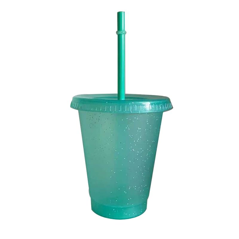 700ml 24oz Food Grade PP Plastic Glitter Cup Pure Color Straw Glitter Cups Reu Plastic Water Bottle Drinkware Supplies