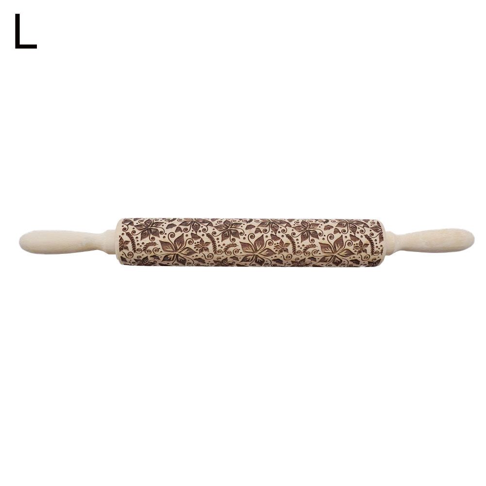 Butterfly Flower Wood Rolling Pin Baking Embossing Cookies Biscuit Dough Roller