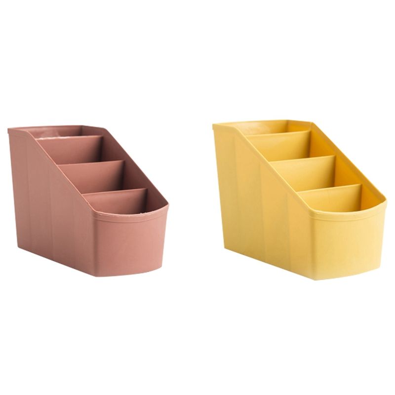 Plastic Desktop Storage Box Remote Control Holder 4 Grid Stationery Cosmetic Jewelry Organizer Container Case