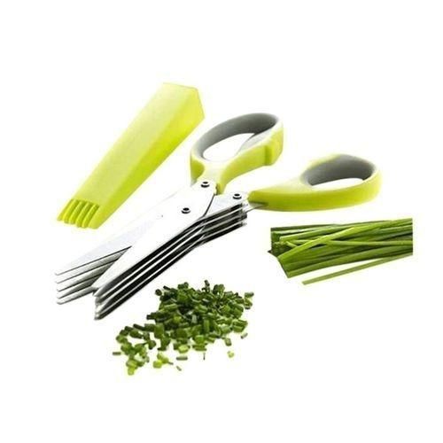 Vegetable Cutter 5 Blade Scissor - Silver and Green