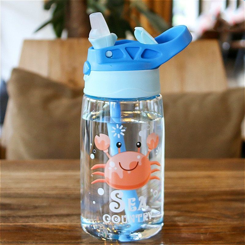 Kids Sippy Water Cup Creative Cartoon Baby Feeding Cups with Straws Outdoor Sport Portable Leakproof Water Bottles for Children
