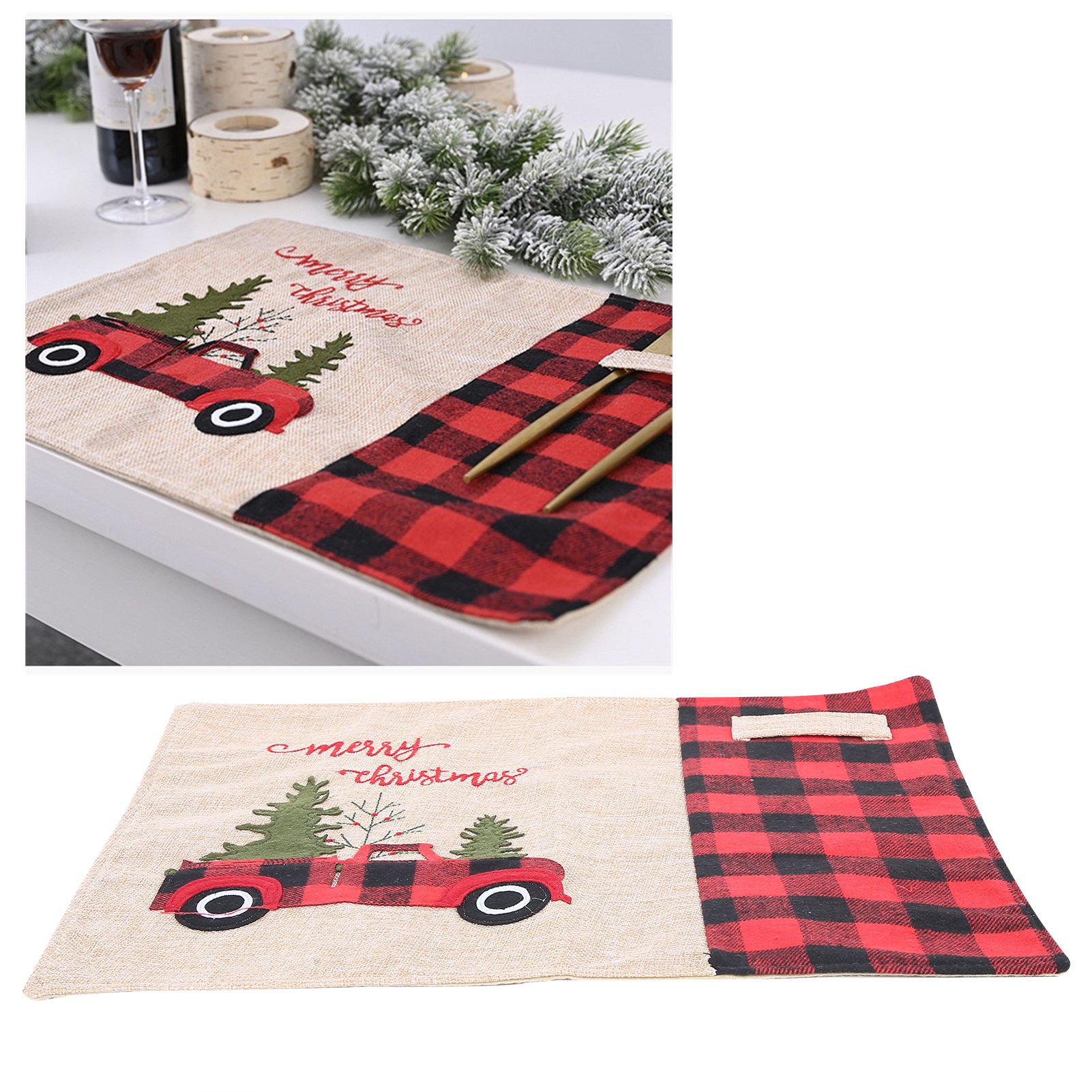 Table Decor Cartoon Placemat Linen Dining Mat Christmas Decorations for Home Kitchen Restaurant