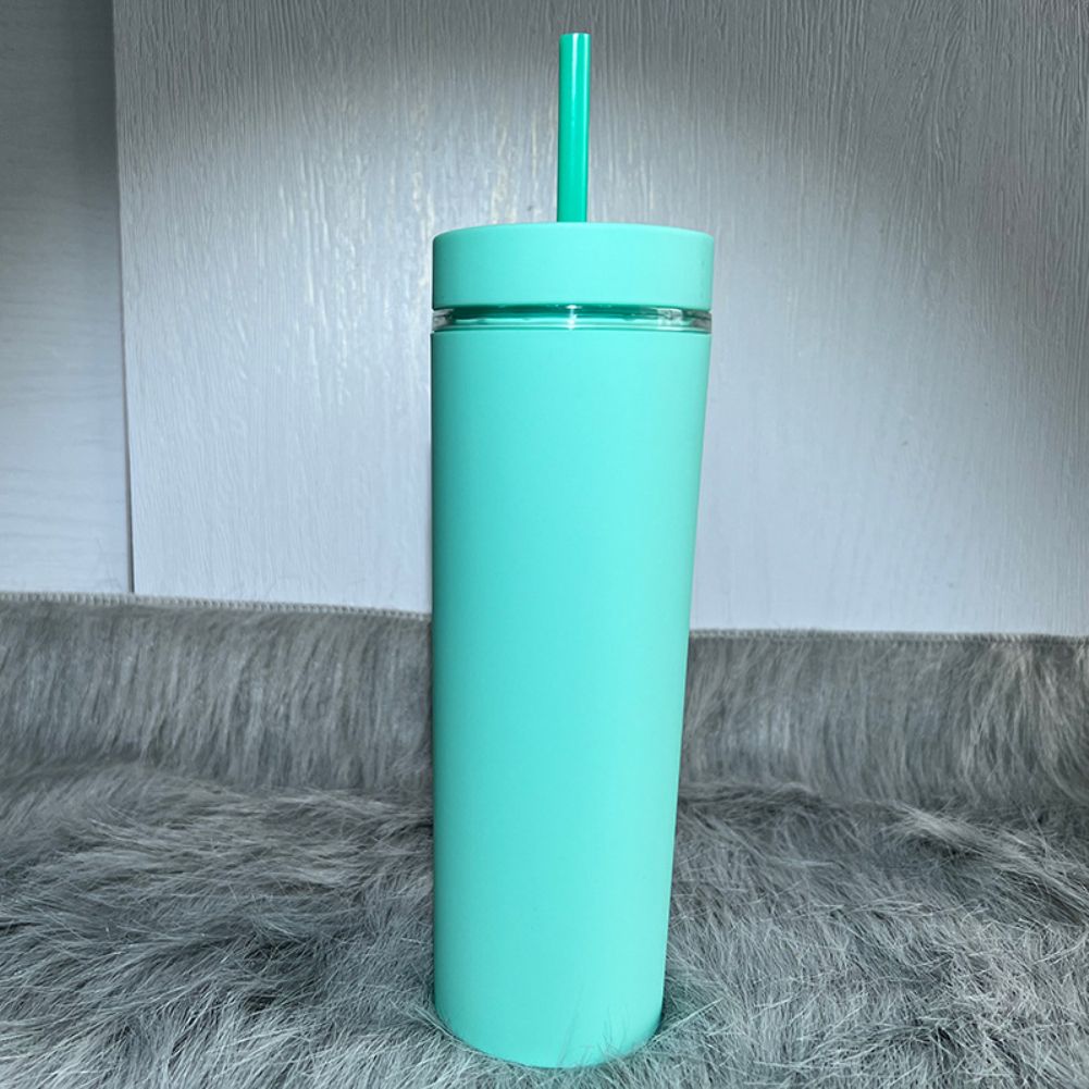 1 pcs 500ml double-layer frosted straight Cup Fashion ins wind high color water cup portable water cup with straw with nice material