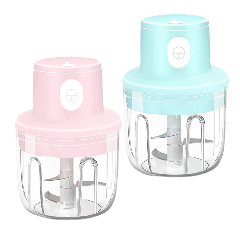 Mini Garlic Chopper, 2 Pack Electric Food Processor, 250ML Portable Food Chopper for Onion Vegetable Meat