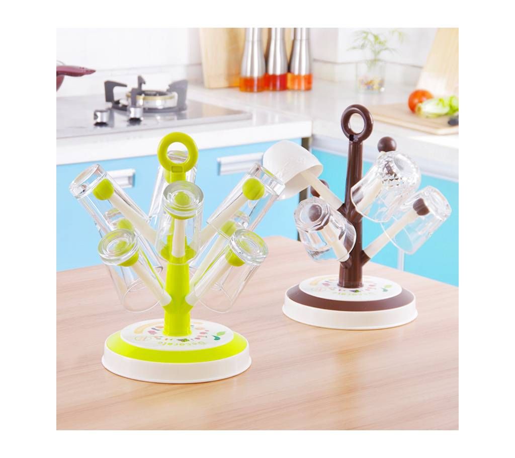 DIY Tree Shape 6 Hook 8 Hook Drain Glass Cup Holder Glass Rack