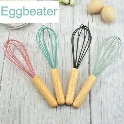 Silicone Egg Beater Wooden Handle Mixer - Multi Color