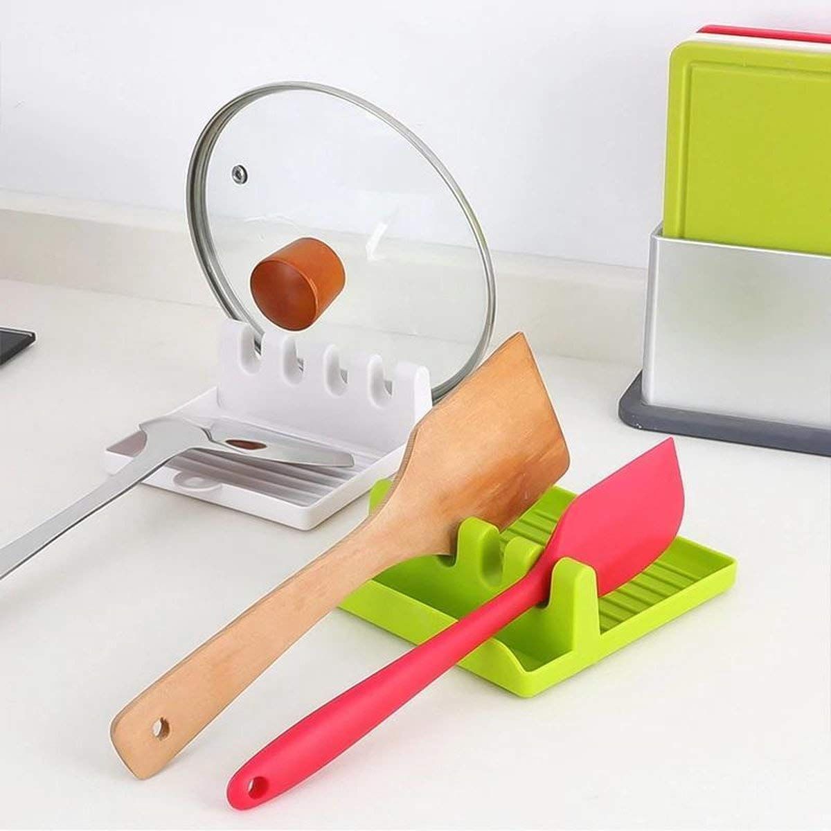 Spoon Utensil Holder Stand Plastic Ladle Shovel Rest Pot Cover Cutlery Spatula Holder Rack Kitchen Cooking Accessories (1 pc) - Kitchen Rack