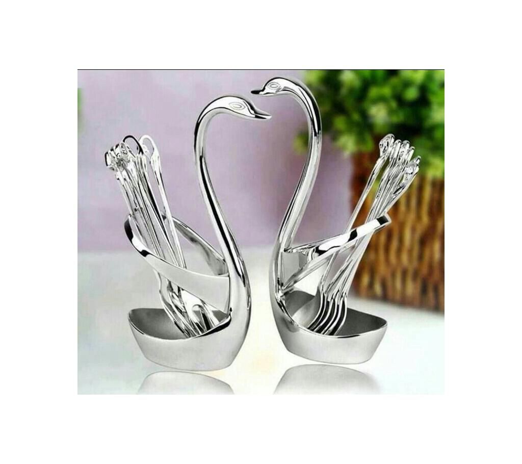 Spoon Set With Swan Stand (2 Pieces)