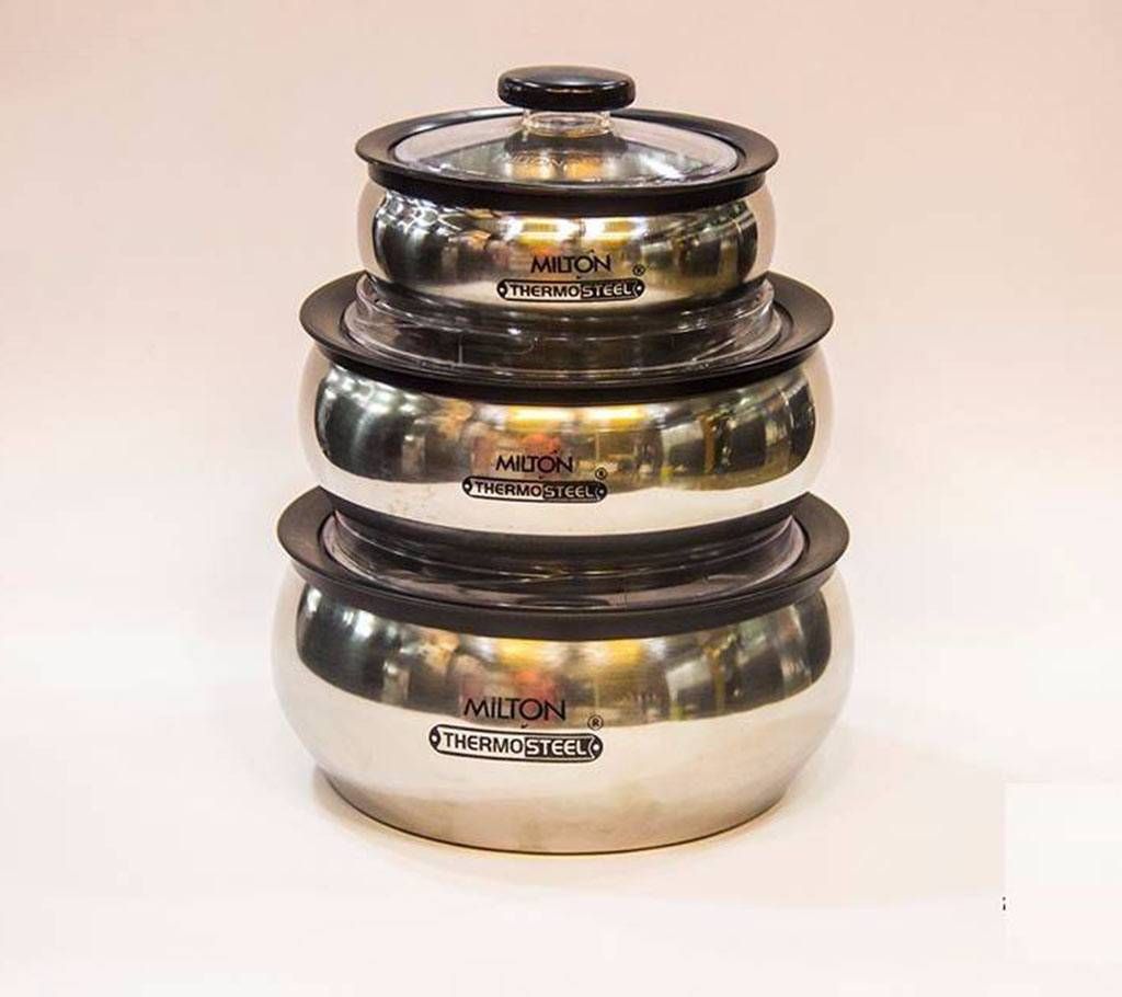 Milton Clear Steel Casserole 3Pcs 