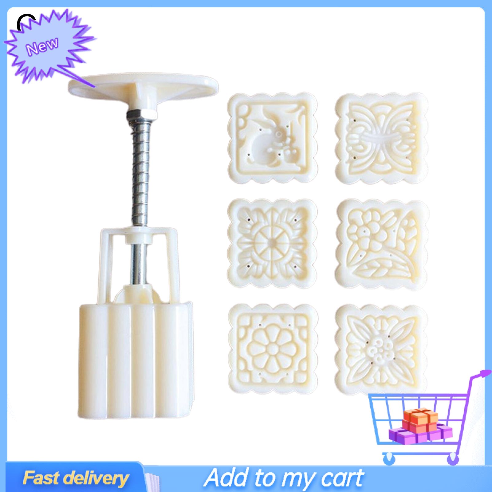 1 Set Moon Cake Mold Non-stick Multifunctional Wide Application Hand Press Mid-Autumn Moon Cake Stamps for Home