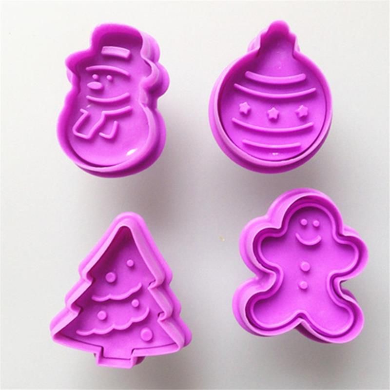 4Pcs Christmas Snowman Fondant Cake Mold Biscuit Cookie Plunger Cutters Sugarcraft Tool Cake Decorating Tools DIY Tool D976