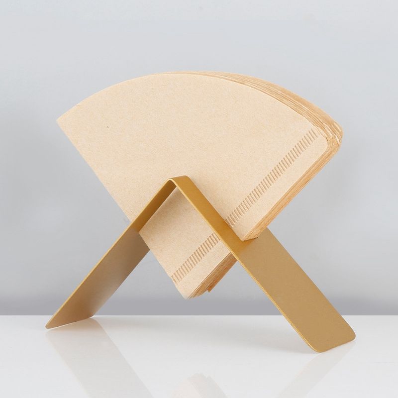 Stainless Steel Coffee Filter Holder Storage Filter Paper Container Stand Reable Fan Shape Filters Rack Shelf-aurumen