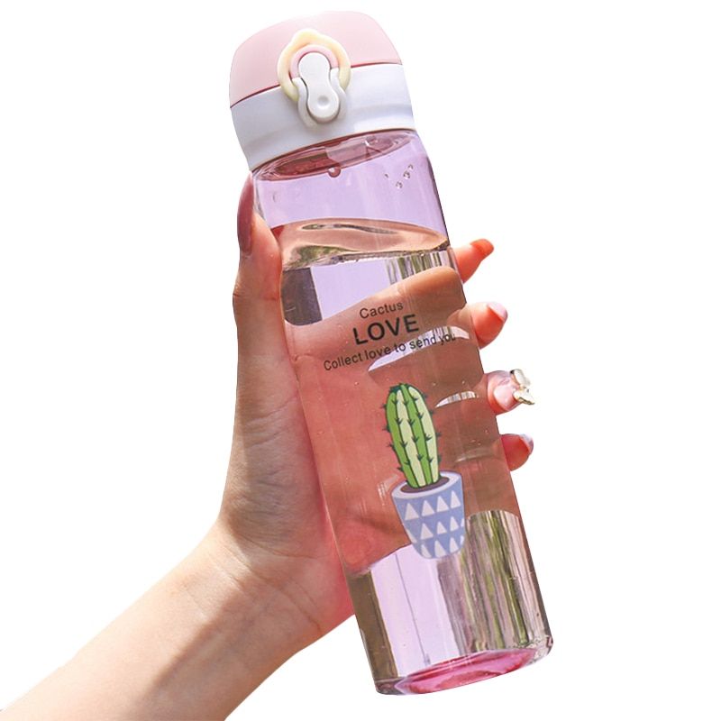 600ml Plastic Sports Water Bottle Cup Creative Portable Leak-proof Student Kids Bottle for WaterOutdoor Sport Camping  Space Cup