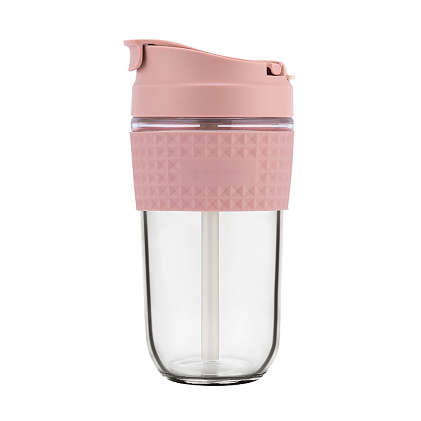 Straw Cup Leakproof Anti-slid Glass Creative Bright-colored Water Cup for Home