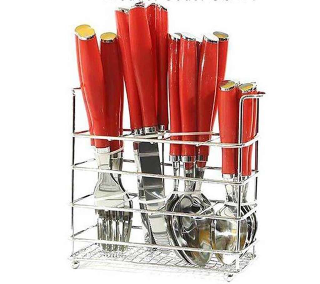 24 pieces spoon set- red 