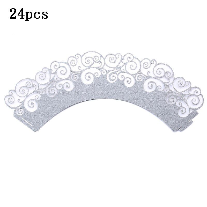 24 pcs  Laser Cut Cupcake Wrappers Little Vine Lace Wedding Party Birthday Baby Shower Wrap Decoration Baking Cake Paper cup