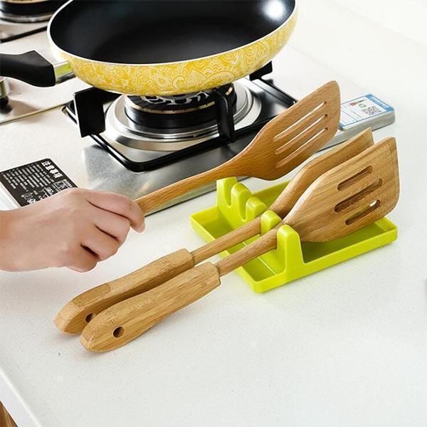 Kitchen Spoon Holders Fork Spatula Rack Shelf Organizer Plastic Spoon Rest Holder Non-slip Spoons Pad Kitchen Utensil - Oven Cover