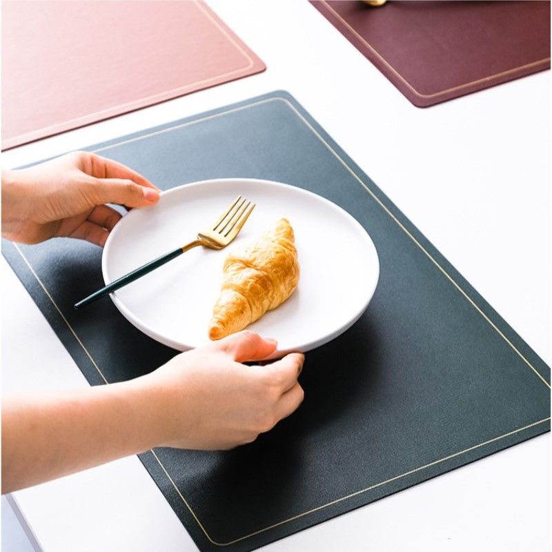 1 pcs Nordic Phnom Penh Leather Placemat PU Waterproof Placemat Oilproof Western Placemat Double Leather Placemat Mat brand new and Fidelity design
