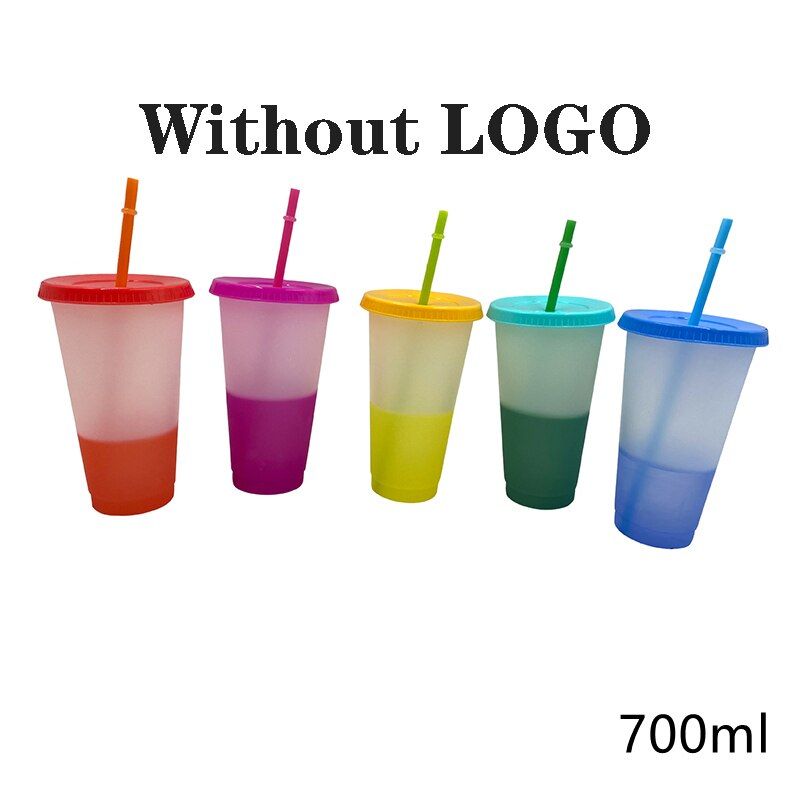 473/700/710ML 5pcs Straw Cup With Lid Reusable Water Bottles Durable Drop Resistant Plastic Cups Portable Drinks Mug Water Cup