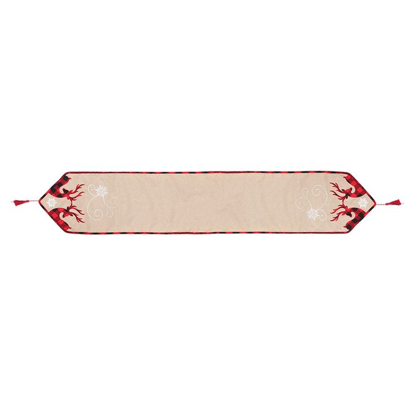 Christmas Linen Embroidered Moose Table Flag Christmas Decoration Restaurant Home Decoration Table Runner Cloth Flag